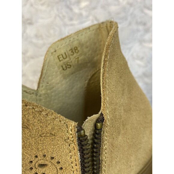 Coolway Size 7 / 38 Open Toe Ankle Booties Suede Cut Out Design Side Zip - Picture 9 of 9